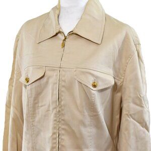 St. John Sport by Marie Gray Ivory Zip-Front Jacket | Gold Button Detail